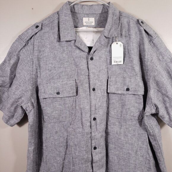 Mutual Weave Linen Blend Shirt Mens 3XLT Short Sleeve Grey - Picture 1 of 14